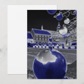 Kerstmis blauw feestdagenkaart (Voorkant / Achterkant)