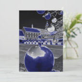Kerstmis blauw feestdagenkaart (Staand voorkant)