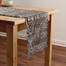 Kerstmis Blauw Goud Krullen Personaliseer 14 x 72