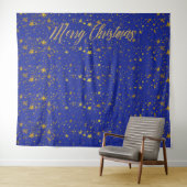 Kerstmis Blauw Gouden Sterren Fotohokje Achtergron Wandkleed (In Situ (horizontaal))