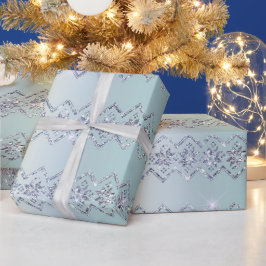 Kerstmis Blauw Groen Zilver Glitter Ontwerp Cadeaupapier