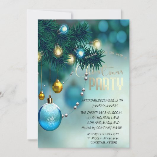 Kerstmis blauw kerstfeest kaart (Voorkant)