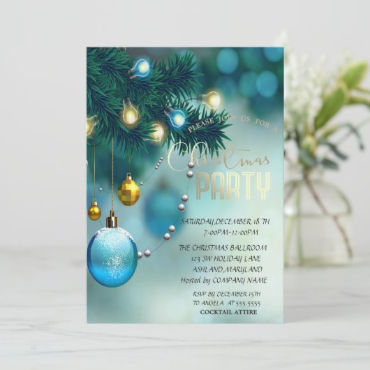 Kerstmis blauw kerstfeest kaart (Staand voorkant)