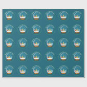 Kerstmis Blauw Land Sneeuwbol Patroon Cadeaupapier (Vlak)