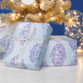 Kerstmis Blauw Paars Glitter Ontwerp Cadeaupapier