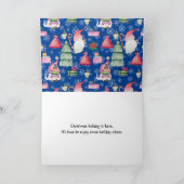 Kerstmis Blauw Patroon Santa Gnome voor de Feestdagen Kaart (Binnen)