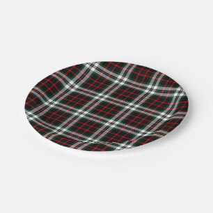 Kerstmis Blauw, Rood & Groen Schotse Plaid Papieren Bordje