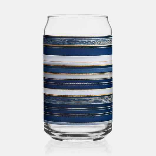 Kerstmis Blauw Strepen Blauw Wit Blikvorm Glas (Voorkant)