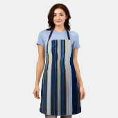 Kerstmis Blauw Strepen Wit Goud Schort (Gedragen)
