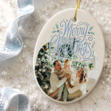 Kerstmis Blauw Typografie Gebogen Foto 