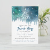 Kerstmis Blauw Waterverf Favoriete Dingen Feestje Kaart (Staand voorkant)