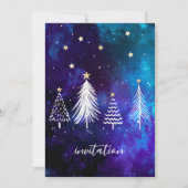 Kerstmis, Blauw, Wit, Sterren, Partij Kaart (Voorkant)