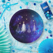 Kerstmis, Blauw, Wit, Sterren, Partij Papieren Bordje (Feest)