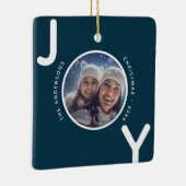 Kerstmis blauw witte vreugde foto modern keramisch ornament (Rechts)