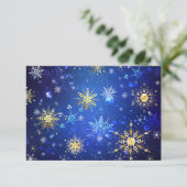 Kerstmis Blauwe Achtergrond met Gouden Sneeuwvlokk (Staand voorkant)