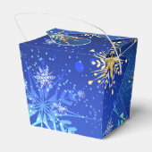 Kerstmis Blauwe Achtergrond met Gouden Sneeuwvlokk Bedankdoosjes (Achterkant)