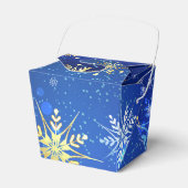 Kerstmis Blauwe Achtergrond met Gouden Sneeuwvlokk Bedankdoosjes (Voorkant Zijde)