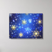 Kerstmis Blauwe Achtergrond met Gouden Sneeuwvlokk Canvas Afdruk (Voorkant)
