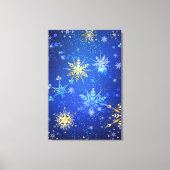 Kerstmis Blauwe Achtergrond met Gouden Sneeuwvlokk Canvas Afdruk (Voorkant)
