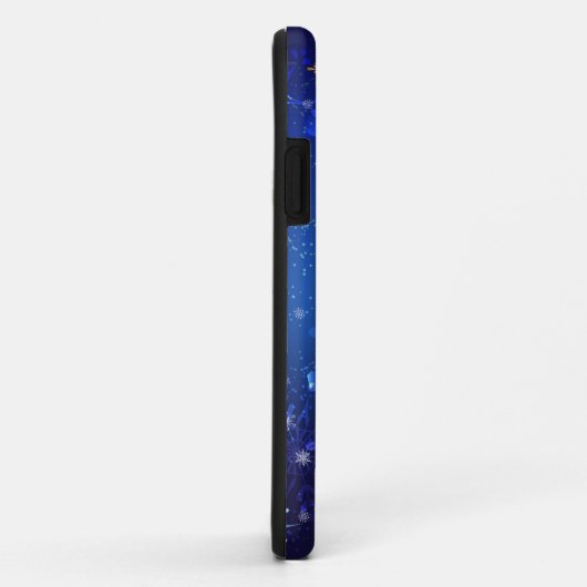 Kerstmis Blauwe Achtergrond met Gouden Sneeuwvlokk Case-Mate iPhone Case (Achterkant/rechts)
