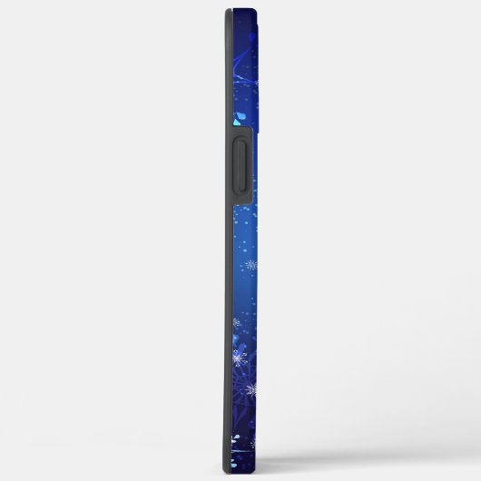 Kerstmis Blauwe Achtergrond met Gouden Sneeuwvlokk Case-Mate iPhone Case (Achterkant / Rechts)