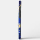Kerstmis Blauwe Achtergrond met Gouden Sneeuwvlokk Case-Mate iPhone Case (Achterkant / Links)