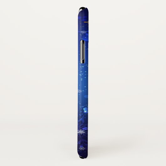 Kerstmis Blauwe Achtergrond met Gouden Sneeuwvlokk Case-Mate iPhone Case (Achterkant/rechts)