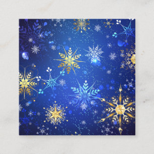 Kerstmis Blauwe Achtergrond met Gouden Sneeuwvlokk Contactkaartje