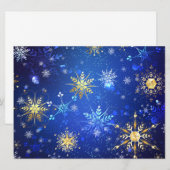 Kerstmis Blauwe Achtergrond met Gouden Sneeuwvlokk Feestdagenkaart (Voorkant / Achterkant)