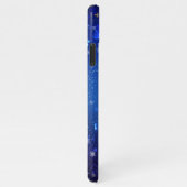 Kerstmis Blauwe Achtergrond met Gouden Sneeuwvlokk iPhone Hoesje (Rechterkant)