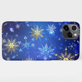 Kerstmis Blauwe Achtergrond met Gouden Sneeuwvlokk iPhone Hoesje (Achterkant horizontaal)