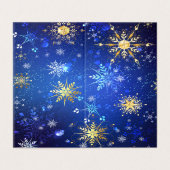 Kerstmis Blauwe Achtergrond met Gouden Sneeuwvlokk Kaart (Buitenkant ongevouwen)