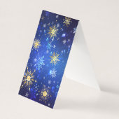 Kerstmis Blauwe Achtergrond met Gouden Sneeuwvlokk Kaart (Voorkant)