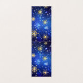 Kerstmis Blauwe Achtergrond met Gouden Sneeuwvlokk Kaart (Buitenkant ongevouwen)