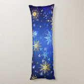 Kerstmis Blauwe Achtergrond met Gouden Sneeuwvlokk Lichaamskussen (Achterkant (Verticaal))