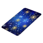 Kerstmis Blauwe Achtergrond met Gouden Sneeuwvlokk Magneet (Linkerzijde)