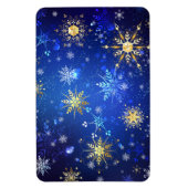 Kerstmis Blauwe Achtergrond met Gouden Sneeuwvlokk Magneet (Verticaal)