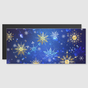 Kerstmis Blauwe Achtergrond met Gouden Sneeuwvlokk Magnetische Uitnodiging