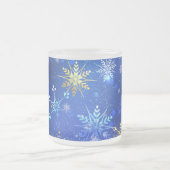 Kerstmis Blauwe Achtergrond met Gouden Sneeuwvlokk Matglas Koffiemok (Center)