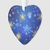 Kerstmis Blauwe Achtergrond met Gouden Sneeuwvlokk Ornament (voorkant)