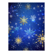 Kerstmis Blauwe Achtergrond met Gouden Sneeuwvlokk Perfect Poster (Voorkant)