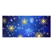 Kerstmis Blauwe Achtergrond met Gouden Sneeuwvlokk Reclamekaart (Voorkant)