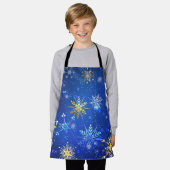 Kerstmis Blauwe Achtergrond met Gouden Sneeuwvlokk Schort (Gedragen)