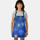 Kerstmis Blauwe Achtergrond met Gouden Sneeuwvlokk Schort (Insitu)