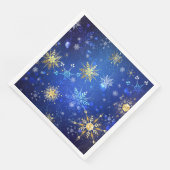 Kerstmis Blauwe Achtergrond met Gouden Sneeuwvlokk Servet (Hoek)