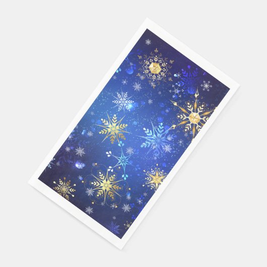 Kerstmis Blauwe Achtergrond met Gouden Sneeuwvlokk Servet (Hoek)