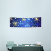 Kerstmis Blauwe Achtergrond met Gouden Sneeuwvlokk Spandoek (Beurs)