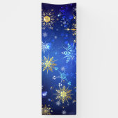 Kerstmis Blauwe Achtergrond met Gouden Sneeuwvlokk Spandoek (Verticaal)