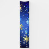 Kerstmis Blauwe Achtergrond met Gouden Sneeuwvlokk Spandoek (Verticaal)