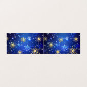 Kerstmis Blauwe Achtergrond met Gouden Sneeuwvlokk Visitekaartje (Buitenkant ongevouwen)